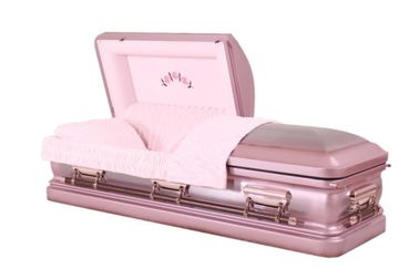 Urna per la bara in velletto rosa in forma di acciaio calibro 18, luce naturale spazzolata MC10
